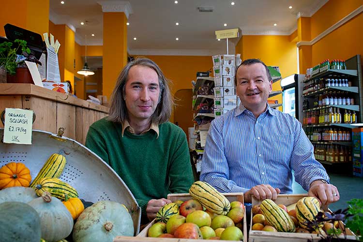 Founder of Locavore Reuben Chesters with Darrin Nightingale, Chief Customer Officer, Social Investment Scotland