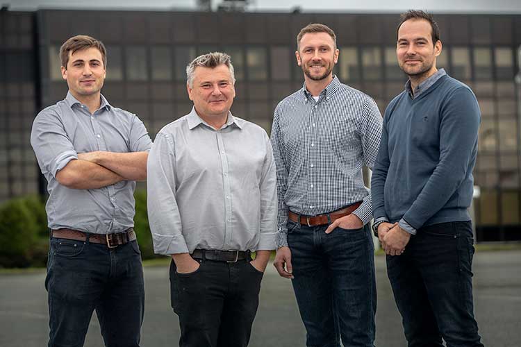 (left to right) Douglas Hitchcock, Design Engineer; Craig Feherty, CEO; Kevin Rose, Applications Engineer; Mark Burton, Operations Manager at Well-SENSE