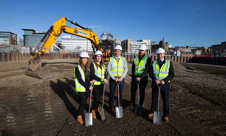Barclays colleagues from across Glasgow donned hard hats and hi–vis vests for the official breaking ground ceremony at the new Buchanan Wharf site on the south bank of the River Clyde.