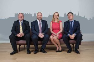 (from L to R): Ricky Cowan, Business Development Director; Graeme Allan, Managing Partner; Lyn Calder, Corporate Finance Partner – Head of Deals, Central Belt; Fraser Porter, CEO of AAB Wealth Ltd