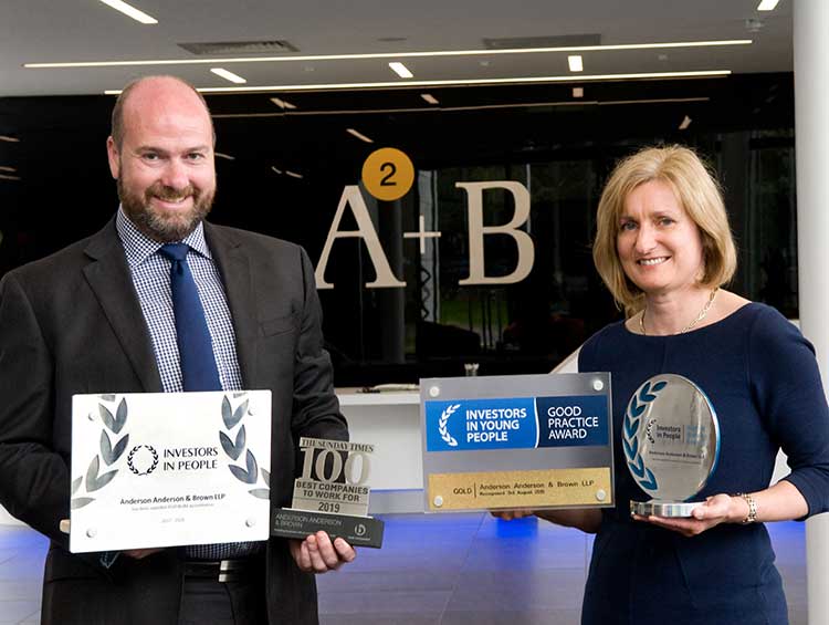 AABs Graeme Allan and Karen Stewart with their Employer Awards 2019