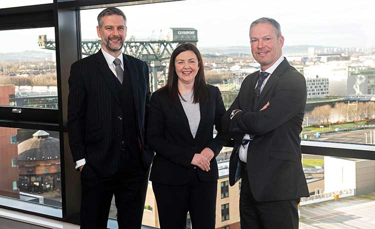 Left to right: Graeme Finnie, managing partner French Duncan, with audit partners Nicola MacLennan and Stephen Hughes