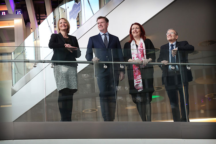 Left to right are Marion McKean, Marshall Dallas, Amanda Wrathall and Les Florence of the EICC (by Stewart Attwood)