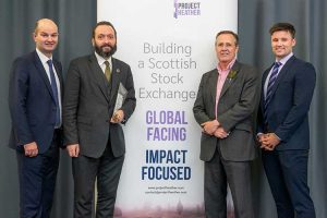 From left; AAB’s Douglas Martin, Tomas Carruthers and Edwin Hamilton of Project Heather and Stuart Cooper of AAB