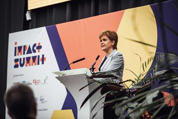 First Minister Nicola Sturgeon speaking at Impact Summit 2018