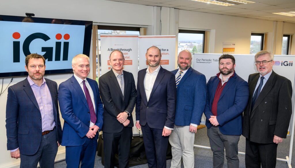 Investors (L-R): Andrew Clapp (SNIB), David Ovens (Archangels), Adrian Gillespie (SE), Jean-Christophe Granier (CEO, iGii), Alastair McMillen (SNIB), Aidan MacMillan (PXN), Gordon Culfeather (SE) (Credit: iGii)