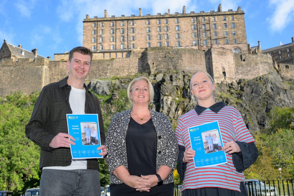 L-R: Bield: Robert Black, Policy and Insight Officer; Nicola Ritchie, Director of People and Digital; Aimee Adam, Communications Officer (Credit: Bield)