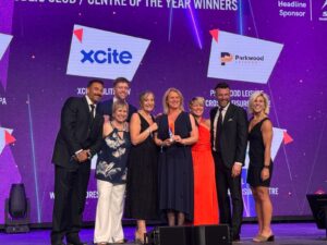 The Xcite Linlithgow team receiving their ukactive award at the ICC Birmingham (Credit: Xcite Linlithgow)