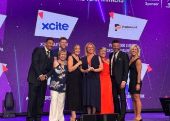 The Xcite Linlithgow team receiving their ukactive award at the ICC Birmingham (Credit: Xcite Linlithgow)